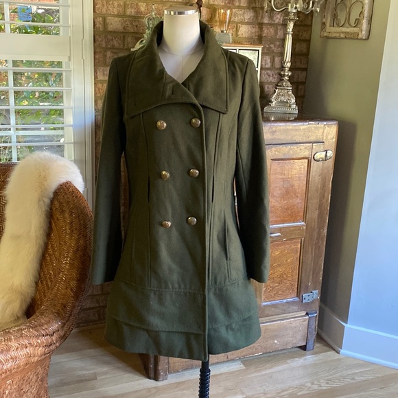 New York & Company Jackets & Blazers - New York & COMPANY MILITARY STYLE BUTTON WOOL BLEND PEA COAT MEDIUM NO BELT